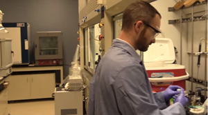 ORNL researcher Carter Abney is studying a polymer that someday might be used to extract uranium from seawater for reactors. Courtesy of the Oak Ridge National Laboratory